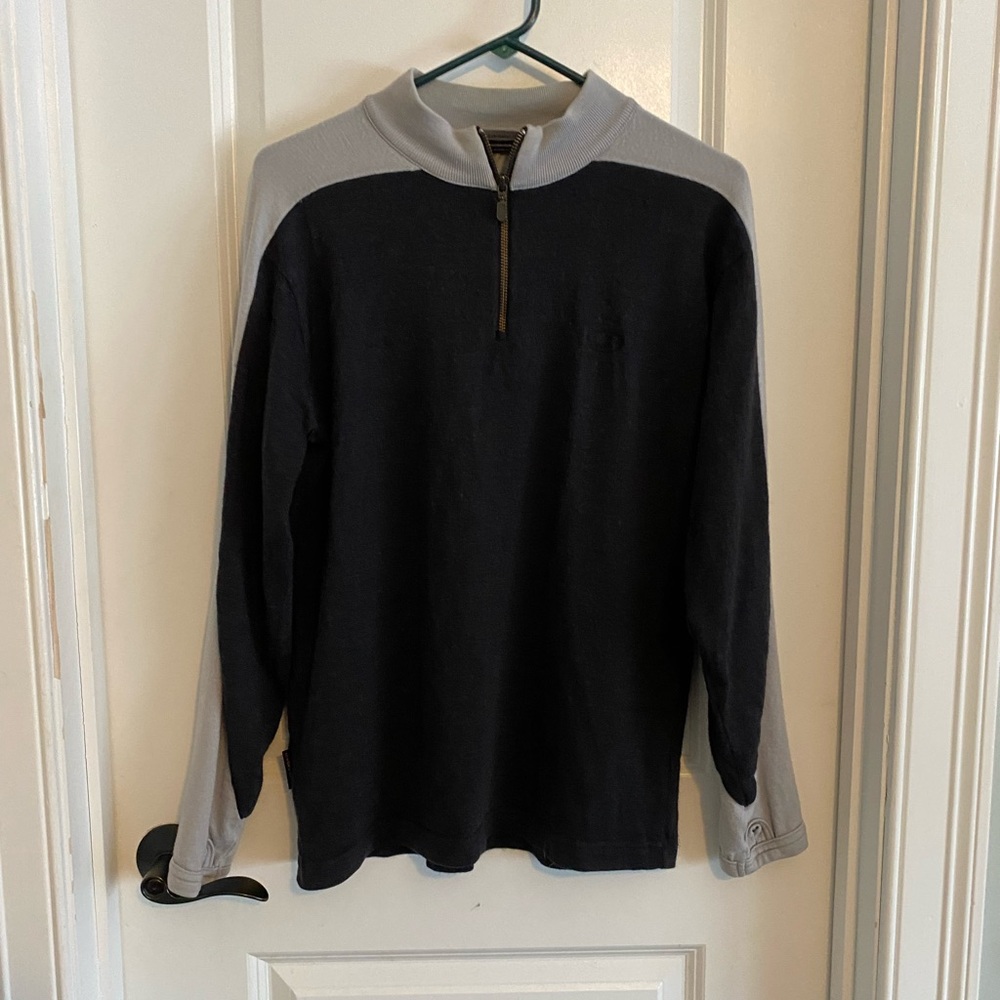 Icebreaker Charcoal and Light Gray Merino Wool Quarter Zip Pullover